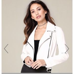 Winter white & Black Leather Jacket: Chill & Cute